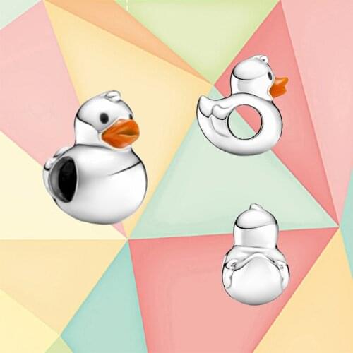 2021 Autumn New High-quality 925 Sterling Silver Polished Rubber Duck Ornaments, Suitable For Diy Bracelets As Jewelry