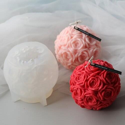 Siliconen Kaars Schimmel 3D Rose Ball Aromatherapie Kaars Zeep Schimmel Craft Hars Klei Decorating Tool