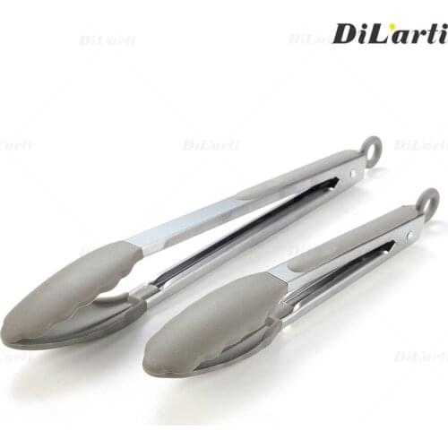 Silicone Food Clip Kitchen Tong Salad Steak heat-resistant Stainless Steel Locking Cooking BBQ Grilling Tong Anti-slip non-stick