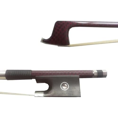 5pcs of Violin Bow 4/4 Carbon Fiber Red Plaid Red weave Bow For 4/4 Violin Well Balanced Violin Accessories New