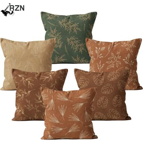 Modern Home Decor Pillow Case Plant Nordic Pillowcase Decorative 45*45 for Sofa Bed Fur Linen Farmhouse Cushion Cover