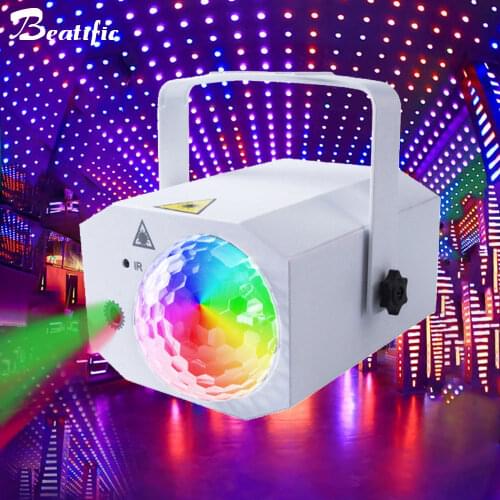RGB Led Disco Light Magic Ball Party Sound Lights Laser Projector for DJ Bar Club Karaoke 128 Patterns Stage Strobe Lighting