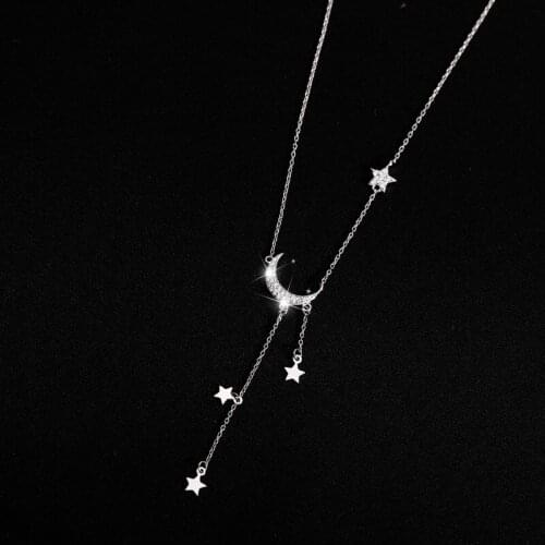 YSH New 100% 925 Sterling Silver Star Moon Tassel Necklace 2020 Woman Luxury DIY Jewelry Valentines Day Gifts Free Shipping hot