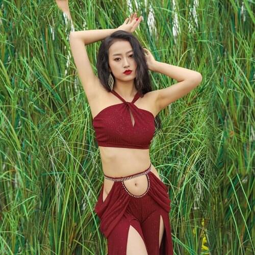 Women Belly dance top long Skirts Professional Outfit 2pcs black red white Dance Costume Set Dance Wear Party Dress Tribal set
