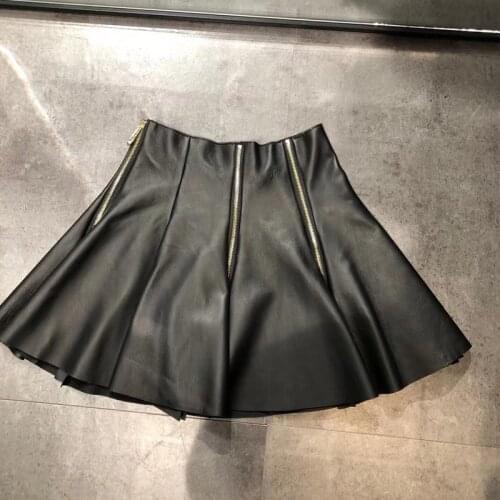 Womens Real Leather Mini Skirt Ladies Genuine Sheepskin Skirt