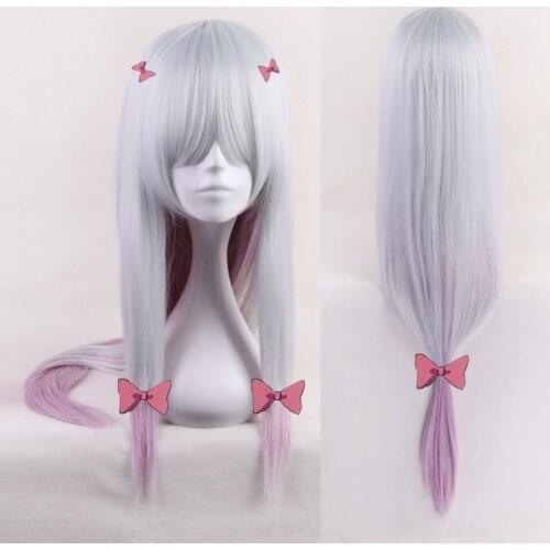 Quan sagiri women Cosplay wig, teacher, eromanga, Halloween costume, synthetic hair, wig cap, 5 pink hairpins