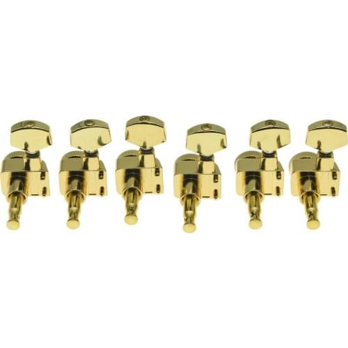 Gold 6 Inline 2 Pin Locking Tuning Keys Pegs Tuners Fits USA Strat Tele