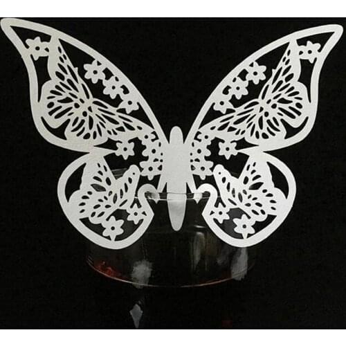 10 Colos 50pcs Butterfly Laser Cut Wedding Place Cards Table Mark Wine Glass Name Place Cards Wedding Birthday Party Supplies