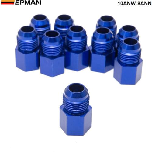10PCS/LOT Fitting Flare Reducer Female -8 AN to Male -10AN Blue Flare Reducers Alloy Fitting 10ANW-8ANN