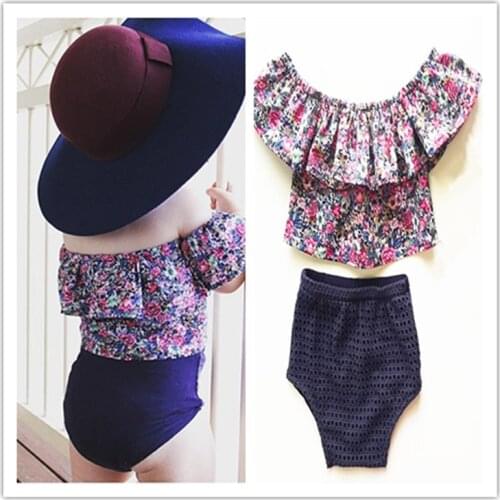 2017 Summer Fashion Children Kids Baby Girls Floral Short Sleeve T-Shirt+Panty 2-Pieces Suit Soft Cotton Cute Children Clothing