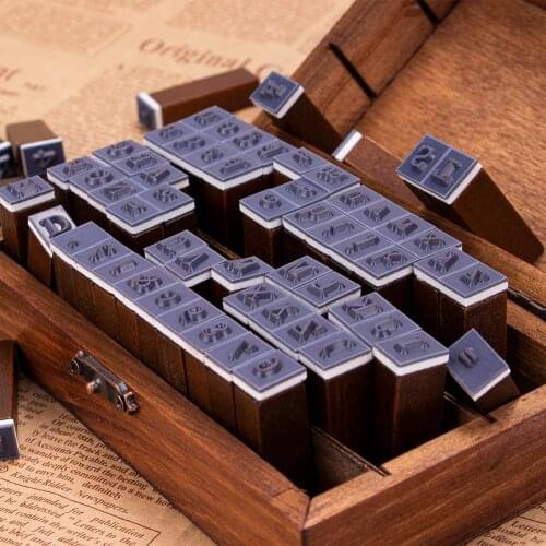 70 Pcs Retro Wood Stamp Kit Vintage English Letters Numbers Wooden Stamp Set Journal Scrapbooking Planner Diary Stamp with Box