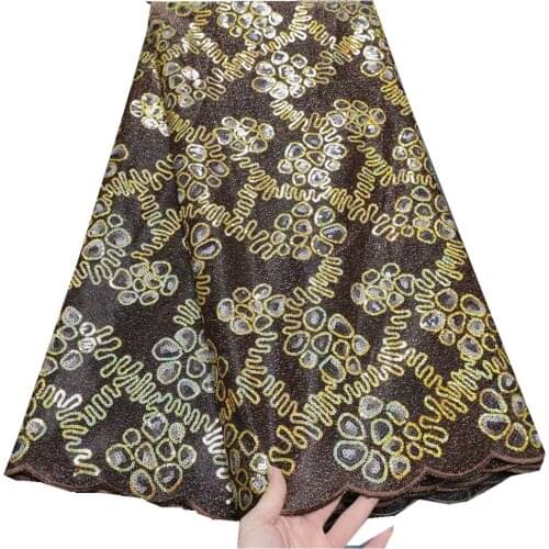  African Sequins Lace Fabric 2021 High Quality Lace Nigerian Wedding Lace Fabrics 5Yards French Tulle Lace Material TY-150