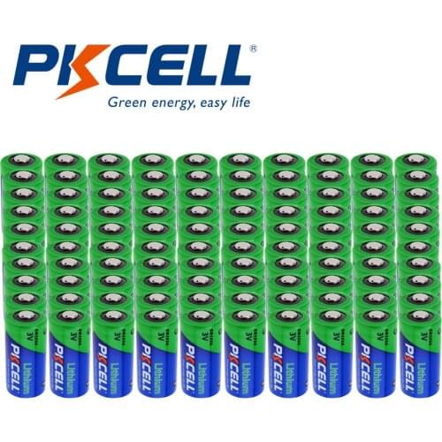 100Pcs Pkcell CR123A 3V Lithium Li- MnO2 Battery Lamp batteries Equal CR123 123A CR17345 KL23a VL123A DL123A 5018LC EL123AP