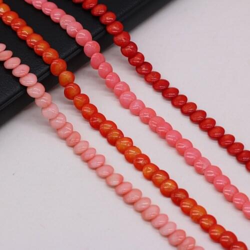 Hot Sale Button Shape Pink Red Coral Strand Beads for Jewelry Making DIY Necklace Bracelet Accessories Gift Size 4x8mm 4x10mm