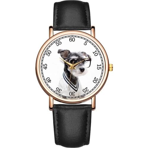 New Watch For Women Men Unisex Fashion Creative Cute Dog Watches Simple Leather Band Analog Quartz Clock Couple Gift Reloj Mujer