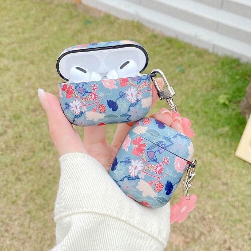 For Apple AirPods PRO Colorful Flowers Earphone Cases For AirPods 2 1 Soft TPU Shockproof Cover Shell with Keychain Accessories