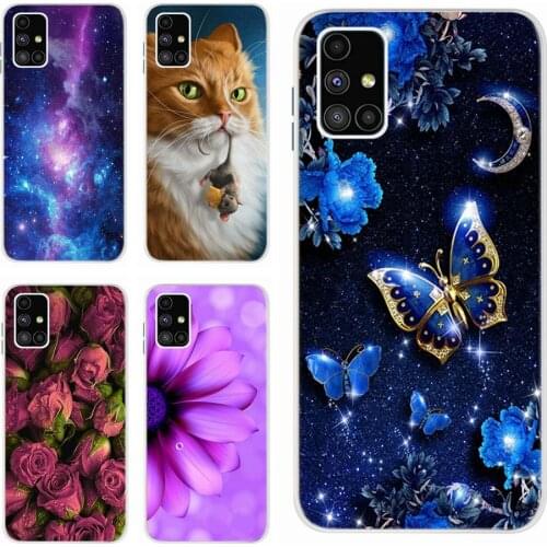 For Samsung Galaxy M51 Case SM-M515F Soft TPU Slim Beautiful Flowers Butterfly Phone Cases For Samsung M51 M 51 M515F Back Cover