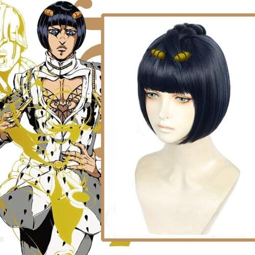 Comic Anime Jojo’s Bizarre Adventure Cosplay Wigs Bruno Bucciarati Cosplay Wig Synthetic Wig Halloween Hair Cosplay Accessories