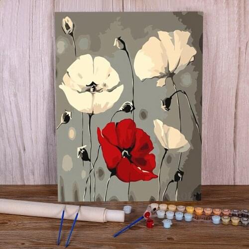 Poppy Flowers DIY Painting By Numbers Set Oil Paints 40*50 Boards By Numbers Home Decoration For Handiwork