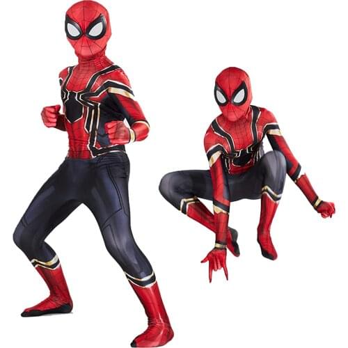 Kids Halloween Spiderman Costume Compatible Superhero Costume Suits Kids Party Cosplay 3D Style Best Gifts