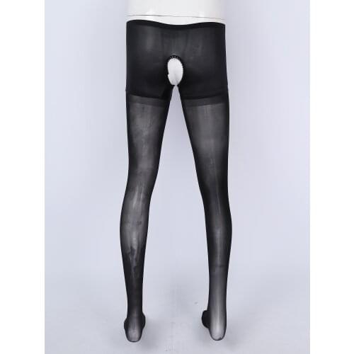 Men See-Through Sheer Bulge Pouch/Crotchless Legging Stretchy Pantyhose Elastic Waistband Stockings Tights Underwear Nightwear