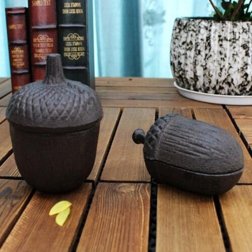 European Vintage Pinecones Design Home Garden Tabletop Decor Heavy Cast Iron Trinket Key Jewelry Storage Box