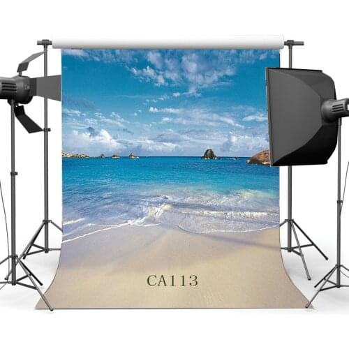 Photography Backdrops Seaside & Ocean Sand Beach Blue Sky White Clouds Scene Toddlers Lover Portraits Background