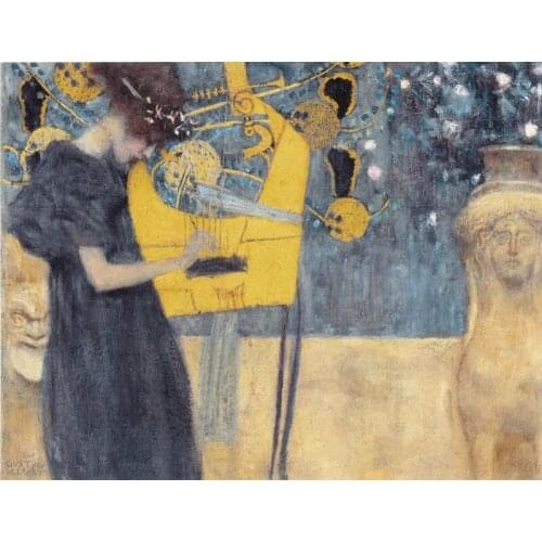 Gustav Klimt Music (Die Musik) Fine Art Print Poster on Canvas
