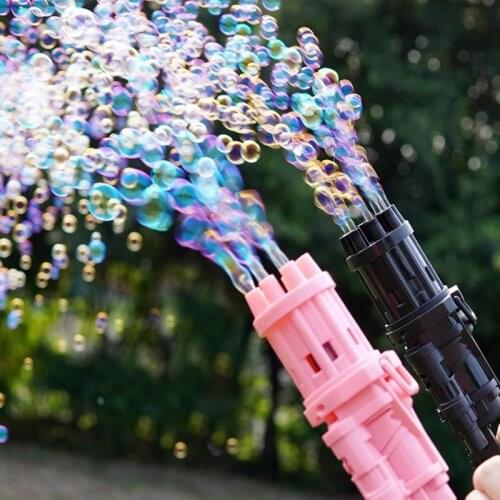 Gatling Bubble Gun Toys Summer Automatic Soap Water Bubble Machine For Children Toddlers Indoor Outdoor Wedding Bubble Pink Gift