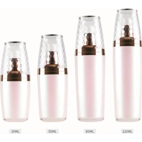 30 50 80 120ml Exquisite Acrylic Pump Bottle Fashion White Makeup Accessory Refillable Travel Lotion Bottle Emulsion 12pcs/lot