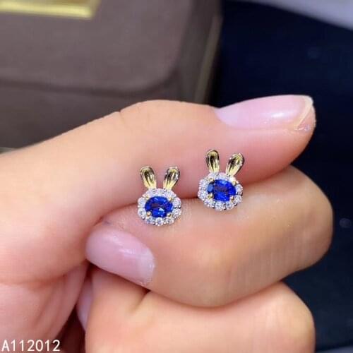 KJJEAXCMY fine jewelry natural sapphire 925 sterling silver lovely rabbit girl earrings new Ear Studs support test hot selling