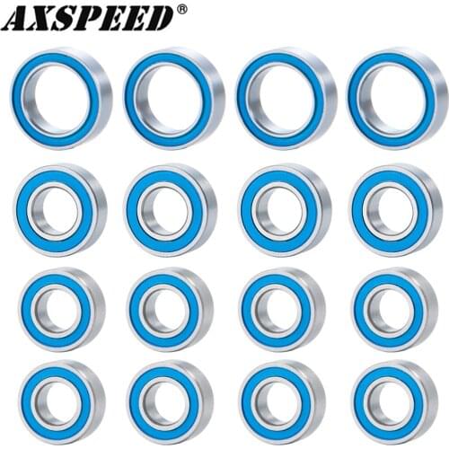 AXSPEED 16PCS Rubber Sealed Bearing Kit for Tamiya RC Truck Car TT-02 & TT-02D & TT-02 Ball Bearing Parts