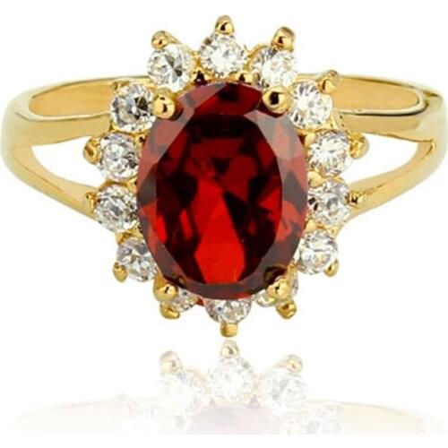 Oval Cut Red Engagement Accessories Yellow Gold Filled Womens Ring Size 6,7,8,9,10