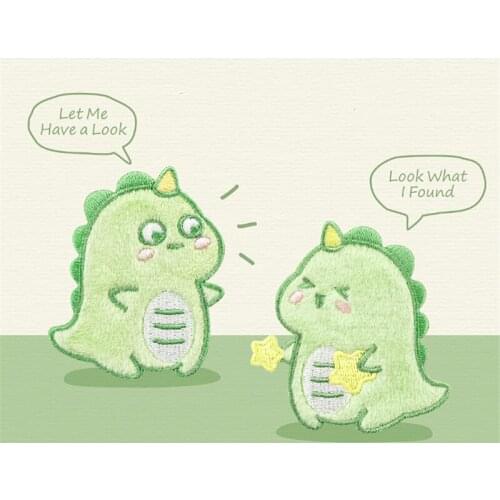 Maxsin 1 Pc High Quality Embroidered Cartoon Plush Cute Green Little Dinosaur Sticker Garment Accessorie Iron On Cloth Patch DIY