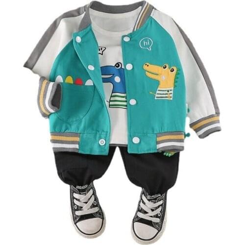 Spring Autumn Fashion Boys Girls Casual Clothes Children Sports Jacket T Shirt Pants 3Pcs/sets Toddler Costume Kids Sportswear