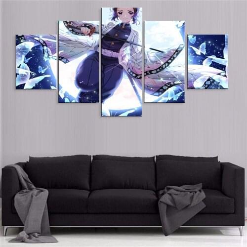 Home Decor Modular Canvas Picture 5 Demon Slayer Anime Kochou Shinobu Kochou Shinobu Room Poster Home Wall Canvas Painting