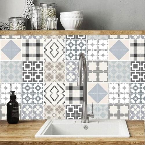 Retro Style Tile Stickers Home Decor Living Room Kitchen Bathroom Decor DIY Self-adhesive Removable Wallpaper Vinyl Mural Decals