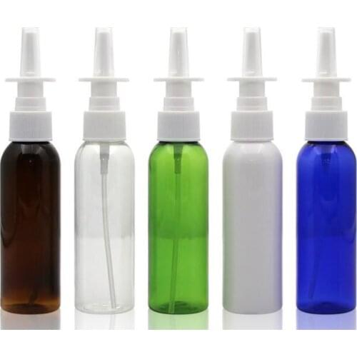 2pcs/lot 50ml/60ml Empty Plastic Nasal Spray Bottles Pump Sprayer Mist Nose Spray Refillable Bottle For Medical Packaging
