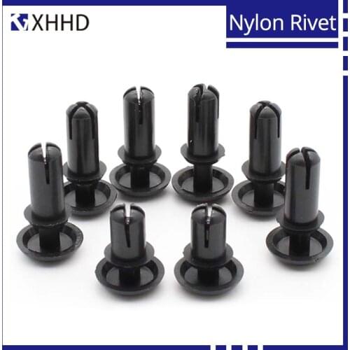 R6 Black White Nylon R Type Expansion Rivet Nut Buckle Clip Plastic PC Board Fan Rivet Hole Diameter 6.1mm