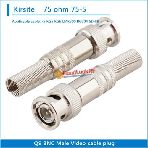 75ohm Q9 BNC Male SDI Ｗelding free Video RF Connector Socket Crimp for RG5 RG6 LMR300 RG304 5D-FB 0 Surveillance camera