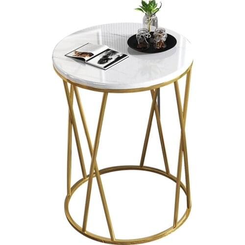 Nordic Light Luxury Coffee Table Sofa Corner Table Bedside Bedroom Marble Pattern Small Round Table Side Tables Furniture