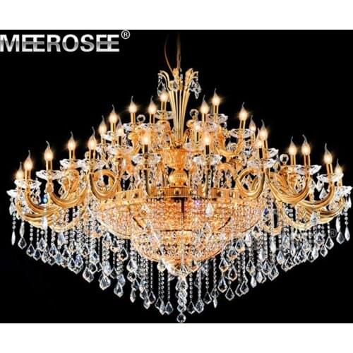 Gorgeous Crystal Chandelier Light Fixture Classic Golden Hotel Project Large Pendant Lamp Lustre Indoor Lighting For Living Room