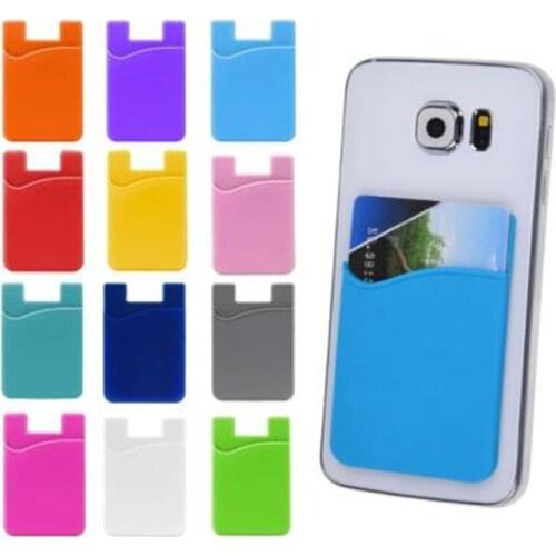 500pcs Silicone Wallet Credit Card Cash Pocket Sticker 3M Adhesive Stick-on ID Credit Card Holder Pouch For iPhone