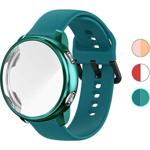 2pack For Samsung Galaxy Watch Active 2 44mm 40mm strap Smart Watch Silicone band +Case cover Galaxy Watch Active2 Full coverage