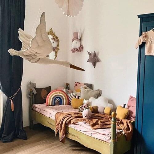 Kids Toy Room Decors Wall Hanging Swan Pendant Children Bedroom Nursery Room Decor Stuffed Plush Toy Wall Hanging Swan Pendant