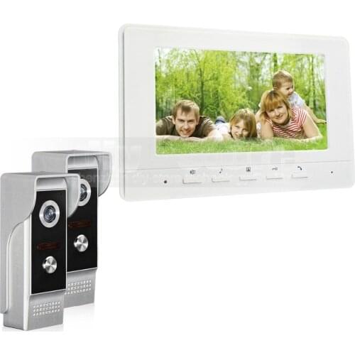 DIYSECUR 7inch Video Intercom Video Door Phone 700TV Line IR Night Vision Outdoor Camera for Home / Office Security System 2V1