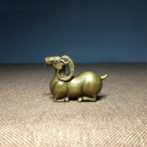 Antique Bronze Goat Statue Decoration Solid Brass Sheep Ornament Copper Tea Pet Desktop Home Decorations Accessories