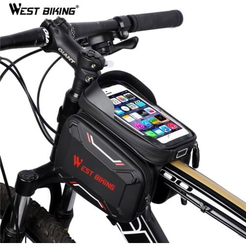 WEST BIKING Bicycle Bag PU Waterproof Film MTB Cycling Accessories 6.2in Rainproof Screen Touch Top Tube Phone Bag Front Bag