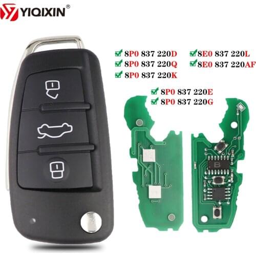 YIQIXIN Remote For Audi Key 434Mhz ID48 Chip For Audi A4 B8 A2 A6 A5 S4 TT 2005-2013 Cabrio Quattro Avant Part Number 8P0837220D