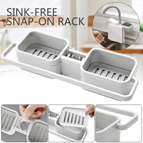 1PCS Gray Kitchen Sink Faucet Sponge Soap Scrubber Storage Organizer Cloth Drain Rack Holder Shelf for Home Bathroom Gadgets